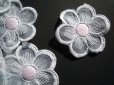 画像2: 人気の花柄のピンク　綿アップリケレース　5枚入り (2)