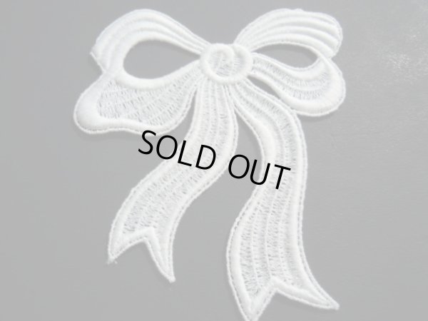 画像3: 繊細なリボン柄の綿ケミカル・モチーフレース　1枚入り