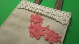 在庫処分！可愛い花柄　ローズピンクのコットンケミカルのアップリケレース　5枚入り