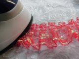 アイロン接着　レース工房☆太陽のぴたっとレース　 アカパールラメの人気のフリフリフリル・ラッセルレース　1Ｍ