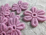 メッチャ可愛い花柄　人気のコットン・ケミカルのアップリケレース　チェリ-ピンク　12枚　
