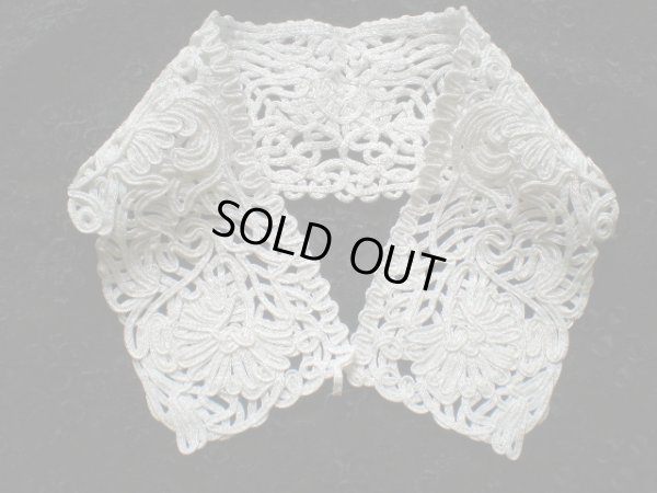 画像1: エレガントなオフシロのリリアンコード　高級ケミカル 襟レース