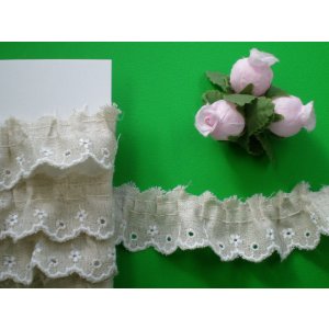 画像: 幅約2.1c 綿麻のフリルレース・1.5M