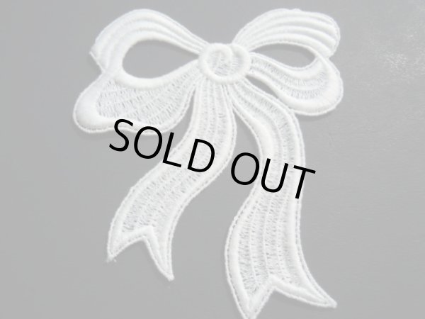 画像3: 繊細なリボン柄の綿ケミカル・モチーフレース　1枚入り