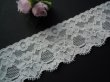 画像1: エレガントなオフシロの花柄　ストレッチレース　1.5M　　
