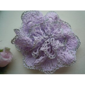 画像: 簡単にレースの花が作れるちょっとシックなフラワートーション！！！　パープルＸシルバー　1Ｍ