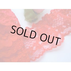 画像: 幅約3.3c アカの花柄のフリル 4M