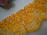 画像: 幅約3.5c　人気のマスタード色の小花柄のフリル　4M