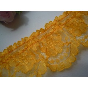 画像: 幅約3.5c 人気のマスタード色の小花柄のフリル 4M
