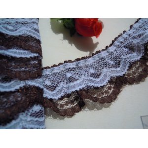 画像: お買い得！と〜っても可愛い2段レース　濃いチャＸシロのゴスロリ　3M
