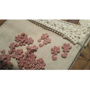 画像: 在庫処分！可愛い花柄　ローズピンクのコットンケミカルのアップリケレース　50枚入り