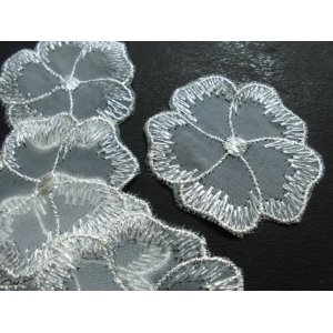 画像: メッチャ！フェミニンなシルバー！可愛い花柄のオーガンジレース　6枚入り（プロパー商品）　　