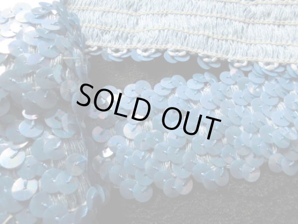 画像2: 幅約4ｃ　ゴージャスでお買い得なストレッチスパンコールブレード　ブルー　1.5Ｍ