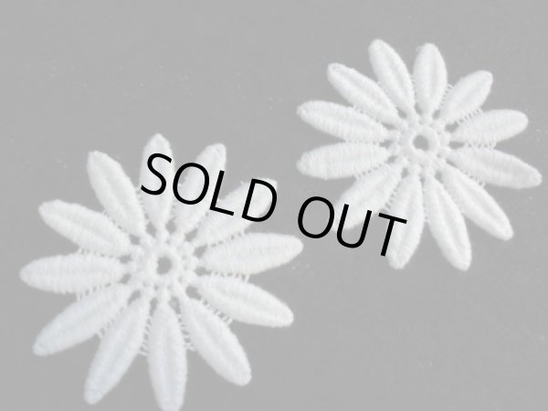 画像1: メッチャ可愛いコットンケミカル・アップリケレース　オフシロ　2枚入り