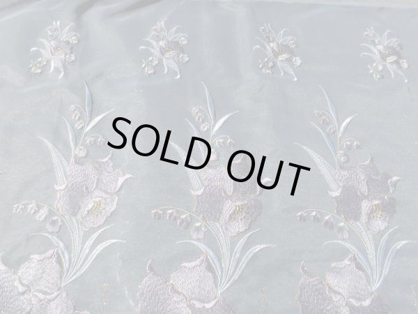 画像4: 最高級！シロ地にパープルとゴールドの花柄の広幅オーガンジレース　　1Ｍ