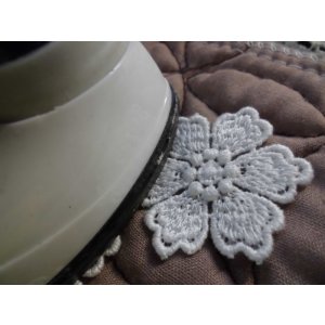 画像: 手作りマスのアクセントに！アイロン接着！　レース工房☆太陽のぴたっとレース　人気の花柄の綿モチーフレース　8枚