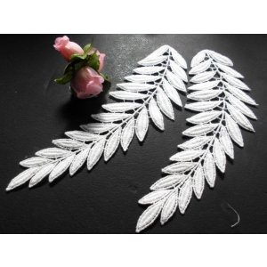 画像: メッチャエレガントリーフ柄　人気のコットン・ケミカルのアップリケレース　2枚　