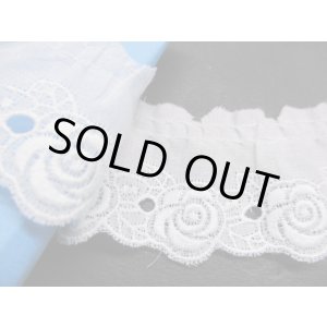 画像: 幅約3.8ｃ　可愛いバラ柄のフリル　シロ　2.5M