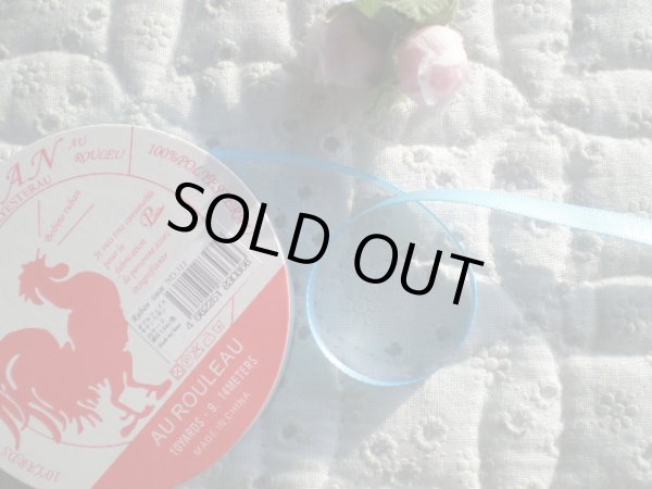 画像1: 幅約６ミリ　水色　ダブルフェイス　サテンリボンテープ　１巻　10yards(約9.14Ｍ）