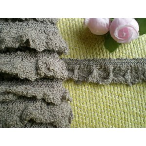 画像: 幅約1.7ｃ　 チャ（黄土）色のストレッチトーションレース　５M