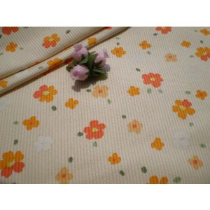 画像: オレンジの小花のピケワッフル・1M