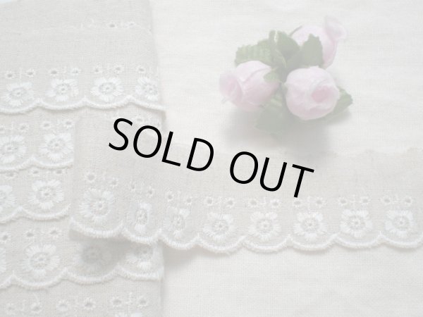 画像1: 幅3ｃ　レース工房のオリジナル柄・綿麻レース・19M