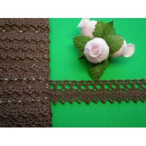 画像: 幅1.5ｃチョコレートブラウンの綿トーションレース・10M　◎