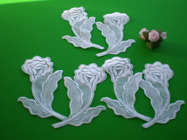 画像1: 繊細な綿の花柄モチーフ　6枚入り