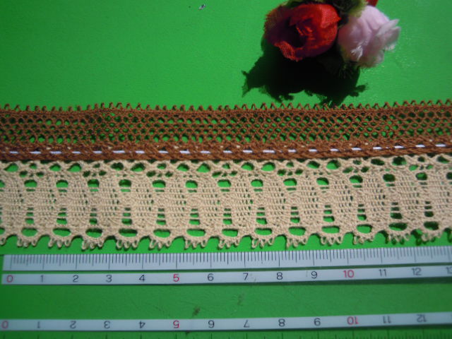 画像: 簡単にレースの花が作れるフラワートーション！！！　ブラウンベージュ　1Ｍ