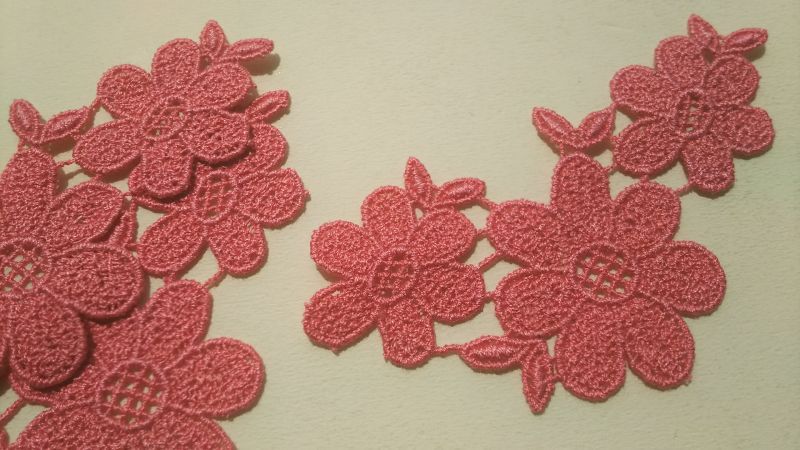 画像3: 在庫処分！可愛い花柄　ローズピンクのコットンケミカルのアップリケレース　5枚入り