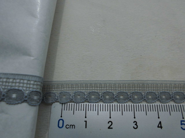 画像: 幅約1.1ｃ　たっぷり15Ｍ！　ピコみたいなグレーのラッセルレース　