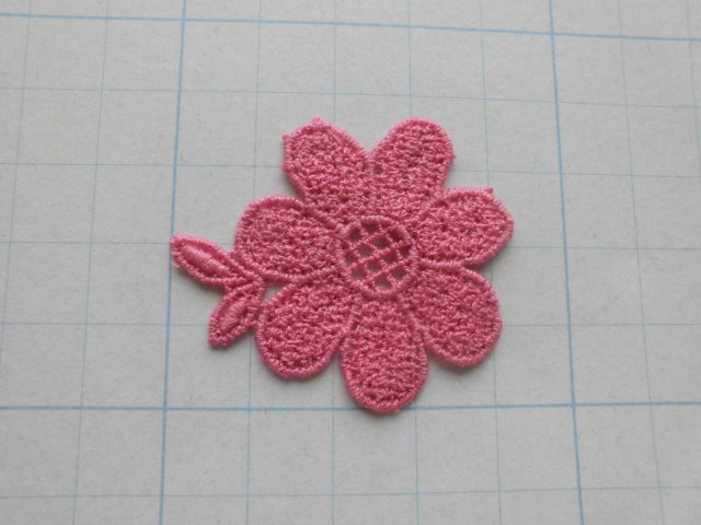 画像: 人気のコットンの花柄　ローズピンクのモチーフレース　6枚入り