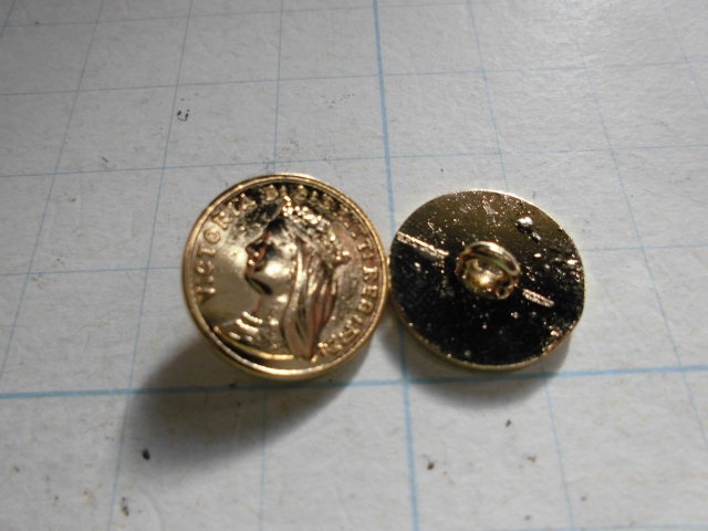 画像: 約15ｍｍ　人気のコイン柄　ゴールドのカラーボタン　5個入り