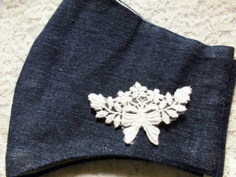 画像2: 手作りのマスクに如何！アイロン接着!レース工房☆太陽のぴたっとレース　エレガントなリボン柄のモチーフレース　6枚