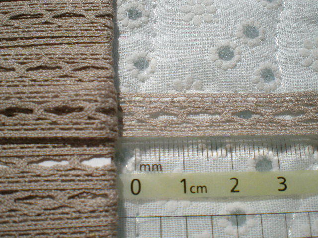 画像1: 幅約1ｃ　人気のベージュみたいなモカチャのトーションレース　5M