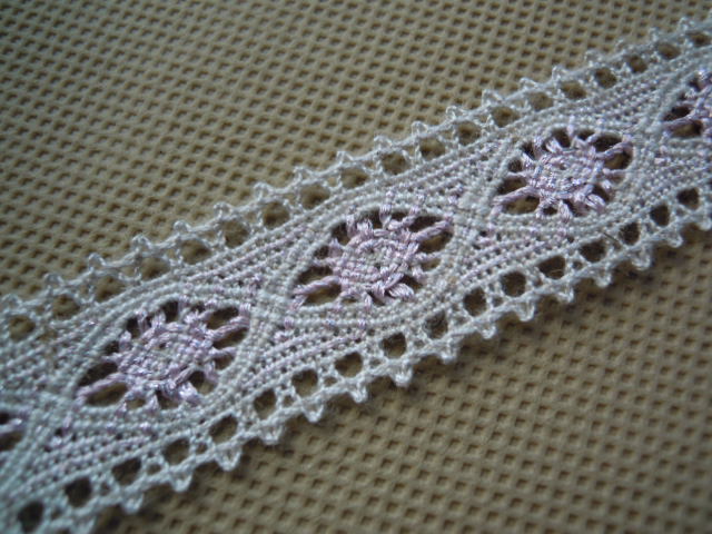 画像1: 麻混メタリックトーション　ピンク　幅2.4ｃ一番人気の両山レース　1.5M