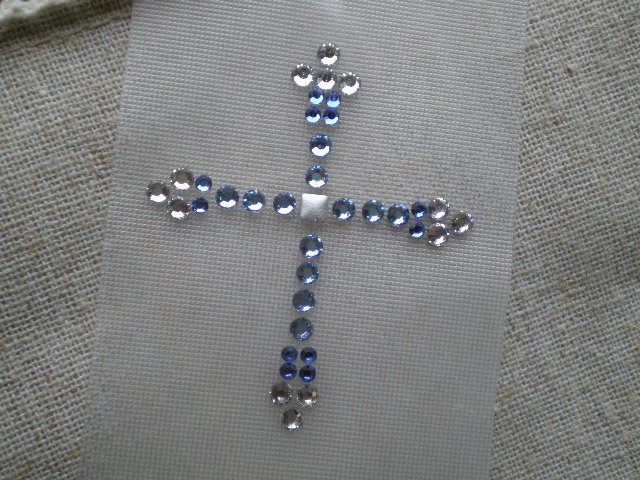 画像1: オールスワロスキー　人気のホットフィックス　十字架柄