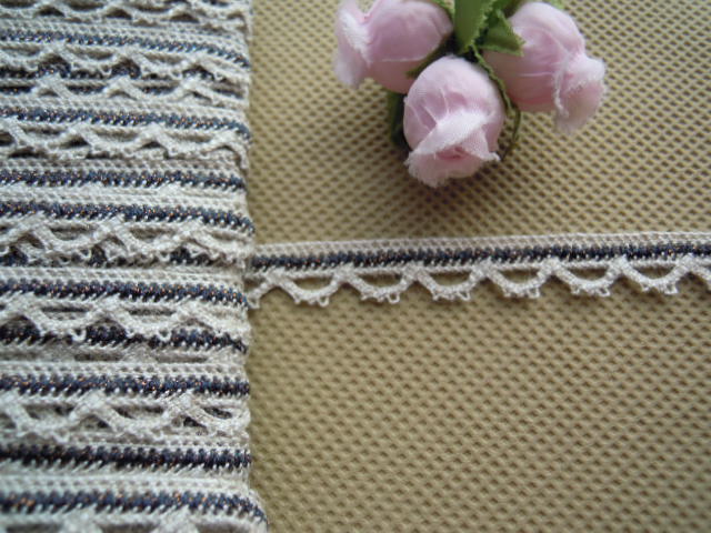 画像1: 麻混メタリックトーション　クロ　幅約0.9ｃ人気のレース　3M