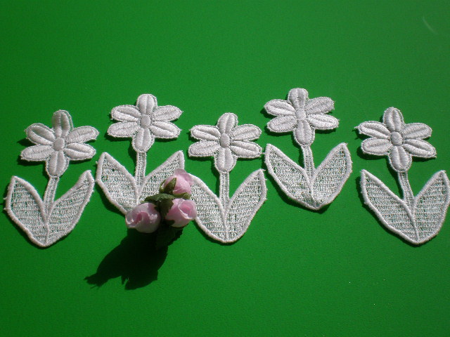 画像1: 人気の花柄の綿・ケミカルモチーフレース