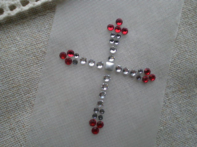 画像1: オールスワロスキー　人気のホットフィックス　十字架柄