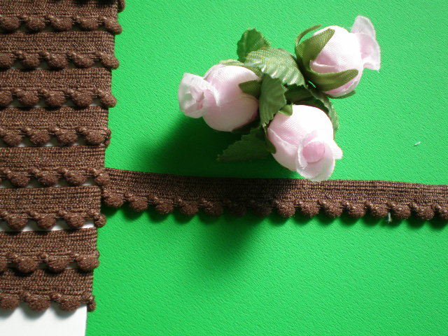 画像1: 幅1.1ｃ　チョコレートブラウンの可愛いベビーボンテン（ストレッチ）・3M
