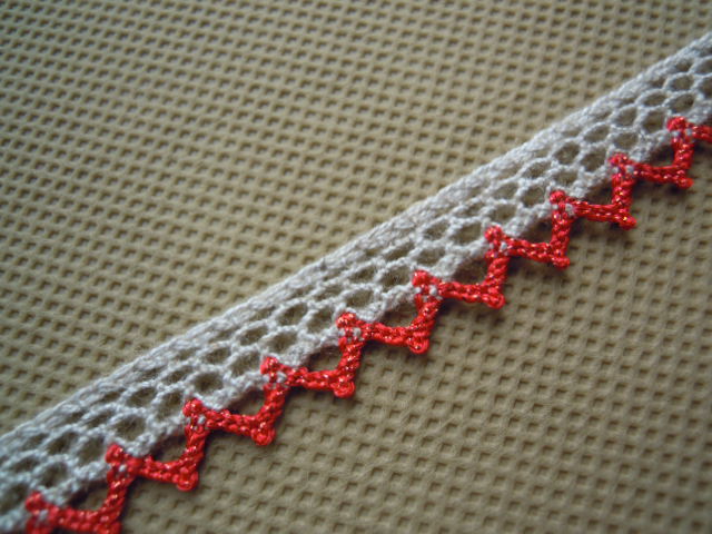 画像3: 麻混メタリックトーション　アカ　幅約1.3ｃ人気のレース　3M